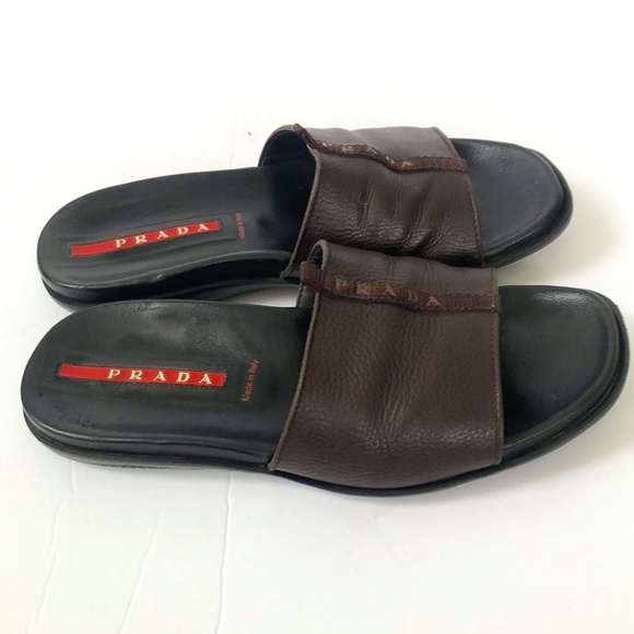 Prada Men's Brown Leather Sandals Size 7.5 - Picture 2 of 9